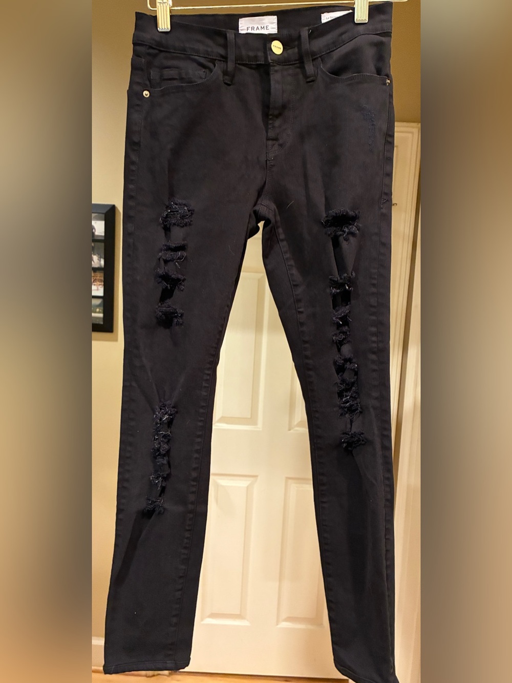 Frame LeSkinny de Jeanne Denim Women's Black Distressed Skinny Jeans